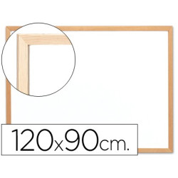 Pizarra blanca con marco de madera de 120 x 90 cm.