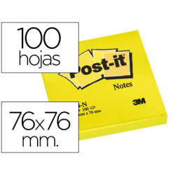 Taco de notas Post-it de 76 x 76 mm. en color amarillo neón (6 uds.)