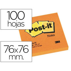 Taco de notas Post-it de 76 x 76 mm. en color naranja neón