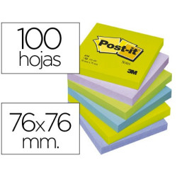 Taco de notas Post-it de 76 x 76 mm. en colores fantasía (6 tacos)