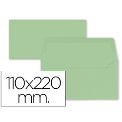 Sobres de color verde de 110 x 220 mm. 9 uds.