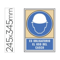 Señal de ES OBLIGATORIO EL USO DE CASCO ( 245 x 345 mm )