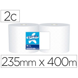 Bobina de papel industrial blanco de 2 capas (pack 2 rollos)