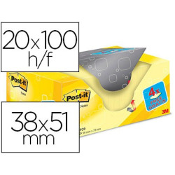 Pack ahorro de notas POST-IT de 38 x 51 mm. amarillas (24 blocks)