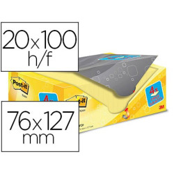 Pack ahorro de notas POST-IT de 76 x 127 mm. amarillas (24 blocks)