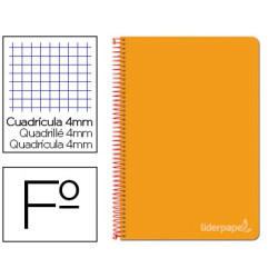 Cuaderno Witty tamaño folio con cuadricula de 4 mm color naranja